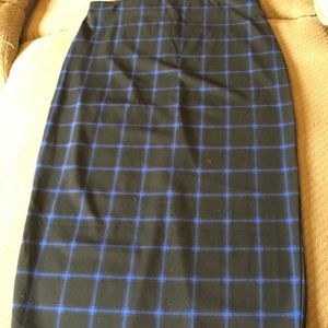 Blue and Black Lined Pencil Skirt